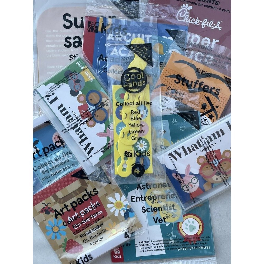 Fast Food Chick Fil A Toy Lot Happy Meal Educational Toys 5 PIECE LOT #1574J
